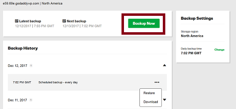 Managed WordPress Backup Now