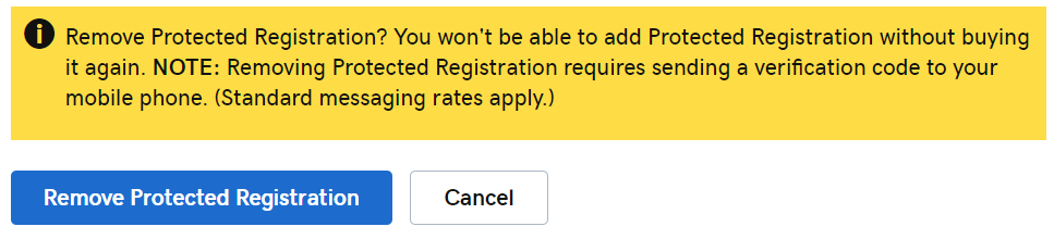 Remove Protected Registration button