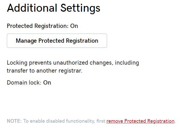 Remove Protected Registration link