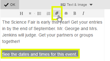 Highlight the text, and click the link button
