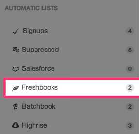 Freshbooks, in the automatic list section