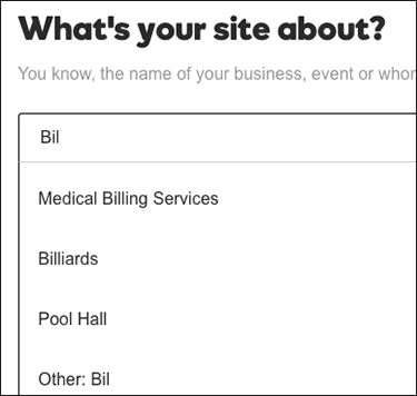 Enter type of site or business