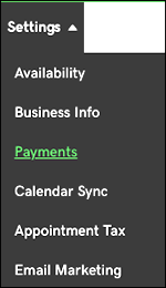 click payments in menu
