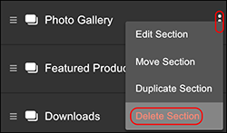 Click section, choose Delete Section