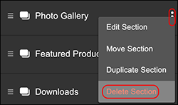 In menu, click Delete Section