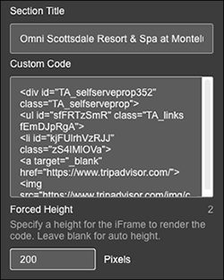 Custom code window
