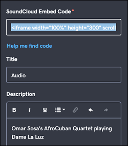 paste code from SoundCloud