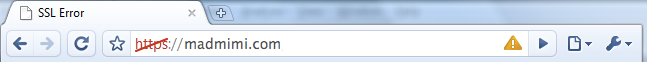 example browser address display for Email Marketing with expired SSL certificate