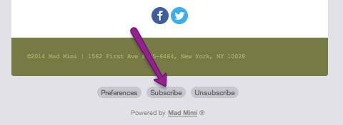 mad mimi subscribe button at bottom of email