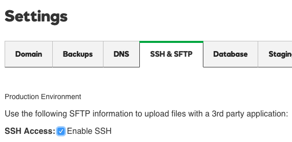 click the SSH & SFTP tab
