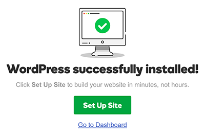 managed wordpress install successful