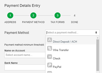 choose a payee account payment type