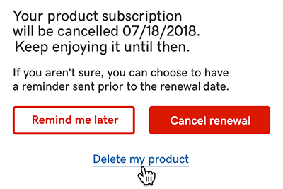 click delete my product