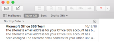 Inbox displays in Apple Mail