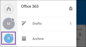 New account displays in Outlook