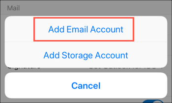 Tap Add Email Account option