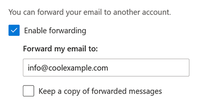 Enable forwarding and enter email address