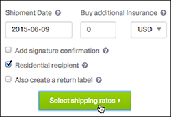 Choose shipping date and click Select shipping rates