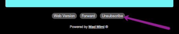 the unsubscribe button at the bottom of a Email Marketing email