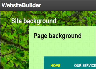 Your site's background surrounds the pageBackground button