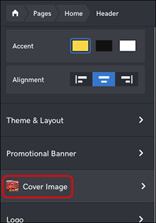 click Cover Image panel