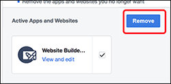 select Website Builder, click remove