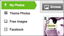 In the My Photos list, click the trash can in a photo thumbnail.