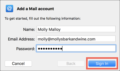 Enter email details.