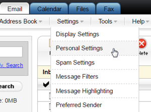 Click Settings, and click Personal Settings