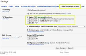 Set up POP3 in Gmail