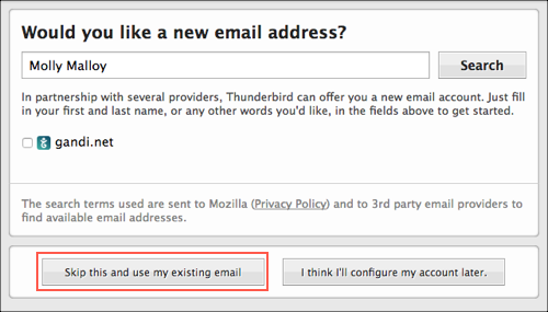 Use existing email address